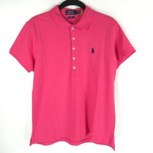 NWT POLO RALPH LAUREN SLIM FIT Polo‎ Shirt CYO Pink Stretch Mesh Julie P LARGE